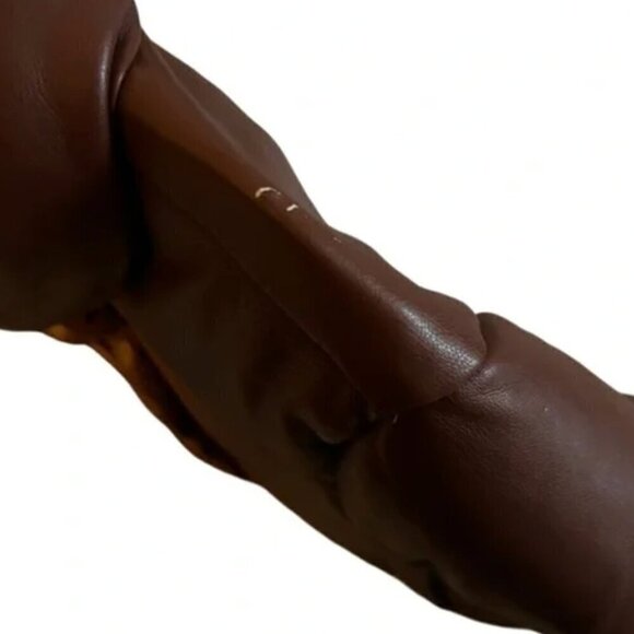 Abercrombie & Fitch - Mini Puffer Coat Jacket Vegan Leather Brown- MED🤎 - Picture 9 of 9